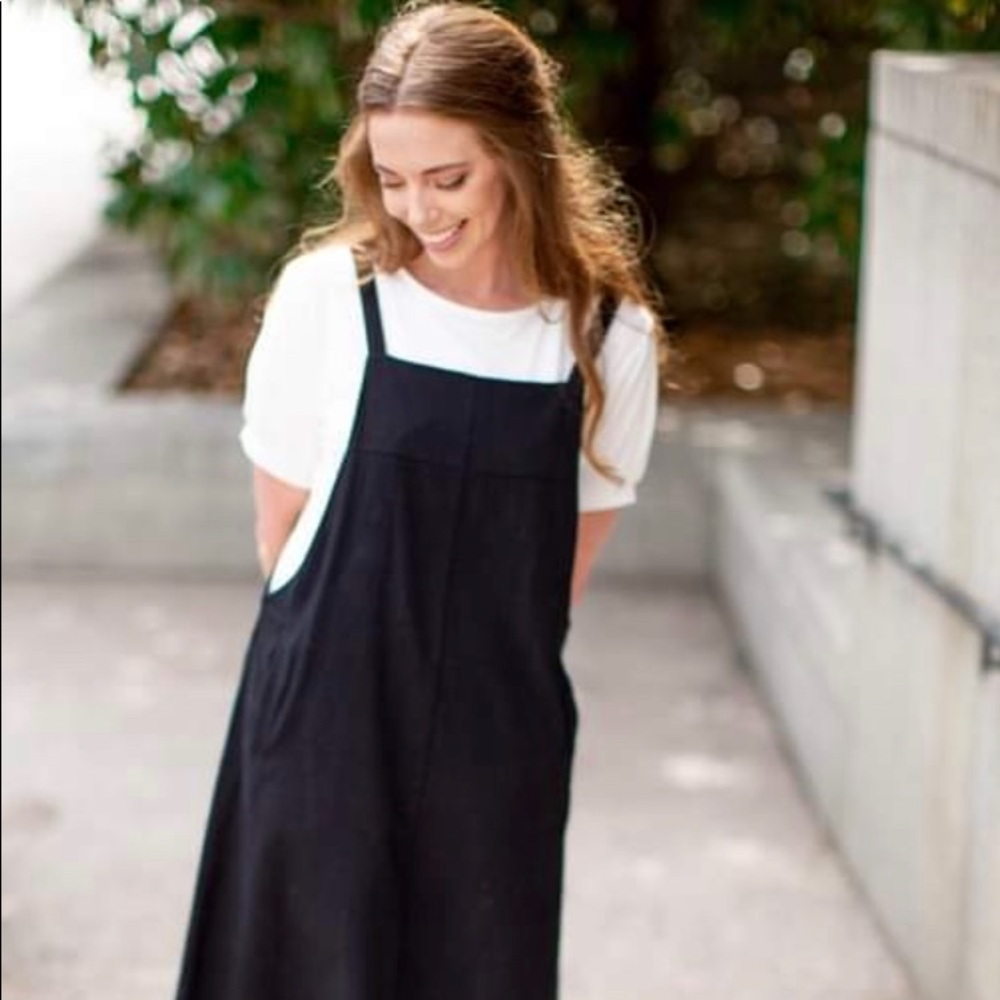 White and black apron dress